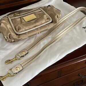 Coach Tan & Gold Poppy Crossbody or Shoulder Purse